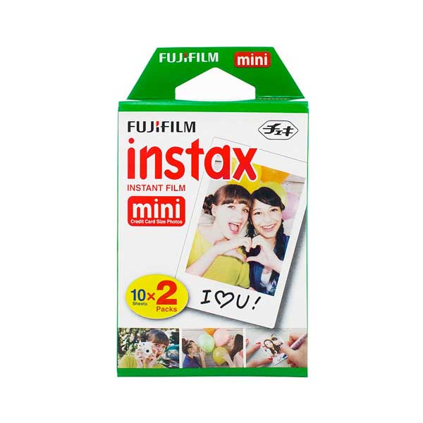 Pack de película instantánea Fujifilm Instax Mini 2x10 hojas compatible con cámaras Instax Mini. Revelado rápido y colores vibrantes