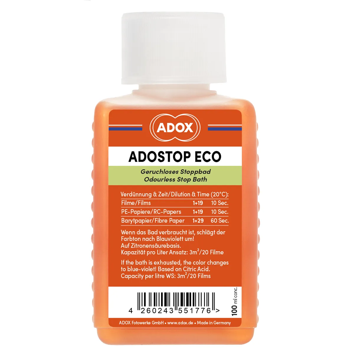 BaƱo de Paro ADOX Adostop Eco revelab studio barcelona quimica fotografia