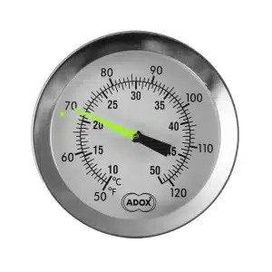 Termómetro de Precisión ADOX para control exacto de temperatura en revelado fotográfico.