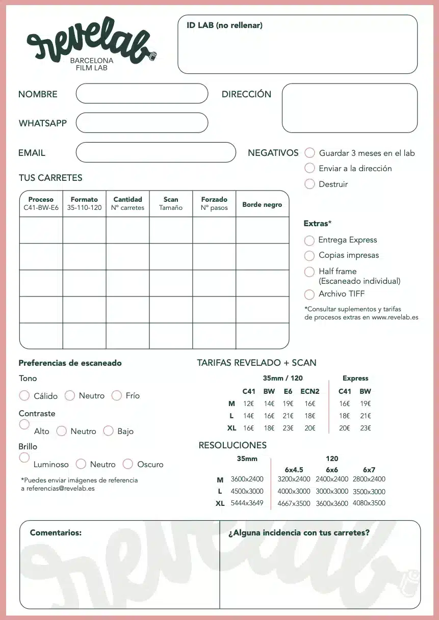 enviar carretes a revelar