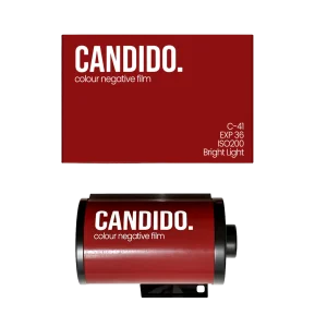 Carrete Cándido 200 35mm ISO 200, película negativa en color con grano fino y colores vibrantes. Disponible en REVELAB Studio.